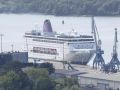 El ‘Ambition’ en el puerto de Curuxeiras en abril de 2025