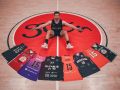 Samuel Barros, con las camisetas que vistió en Gijón