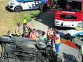 Bomberos, sanitarios, Policía y Guardia Civil intervienen en un accidente en Pontevedra