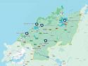 Mapa aéreo de los centros incluidos en el proyecto de musealización