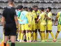 El Tondela, celebrando su primera victoria liguera