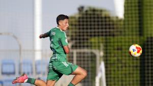 El jugador, durante el duelo dirimido ante el Castilla