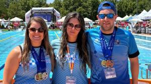 Blanca Hermida, Naila Rañales y David Diz, durante el Campeonato de España máster