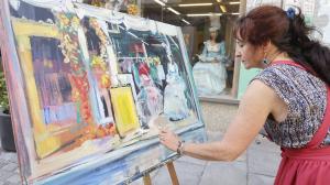 Carmen Martín pintando en AVV A Magdalena Ferrol de la Ilustración