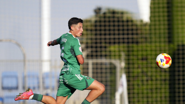 El jugador, durante el duelo dirimido ante el Castilla