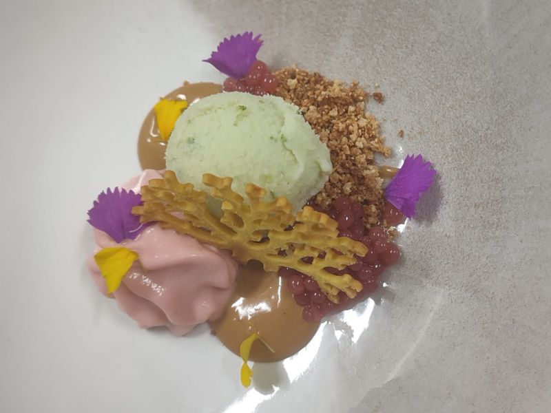 El postre %22De nuestra huerta y jardiu0301n%22. 