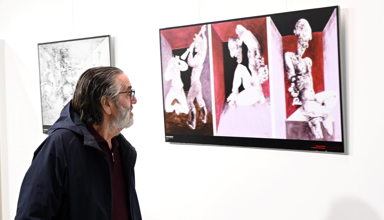 Una de las obras de la última exposición de Quessada en la comarca, en la Casa da Cultura de Fene, este mismo año de la mano de la asociación cultural Fuco Buxán