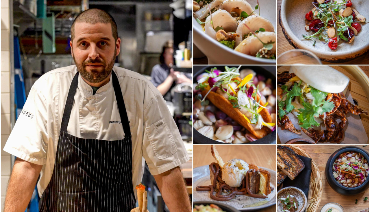 Héctor Boo, cocinero ferrolano afincado en Oregon (Estados Unidos), quien ejerce como director culinario de un grupo de restauración en la ciudad de Bend, junto a algunas de sus últimas creaciones gastronómicas