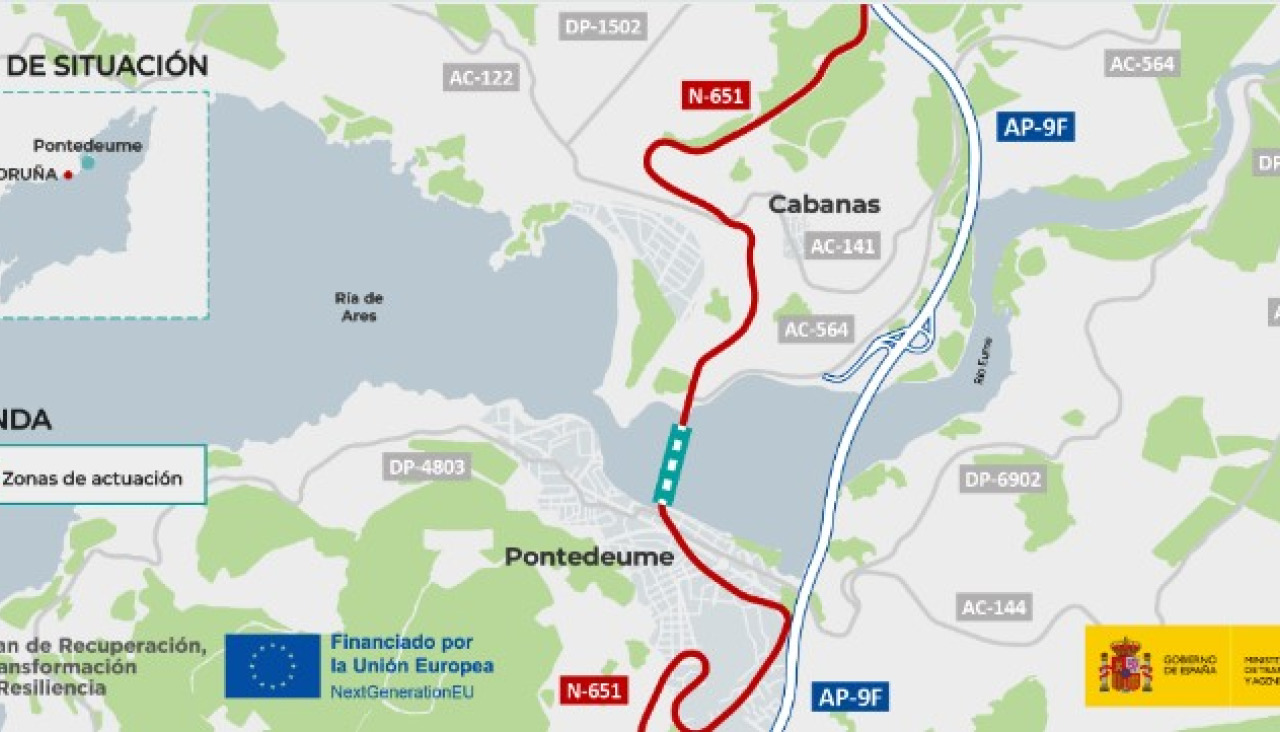 Mapa obras puente Pontedeume