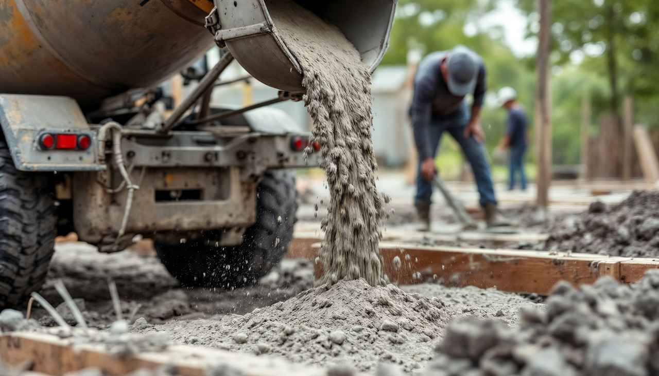 Vertido de hormigon como cimiento