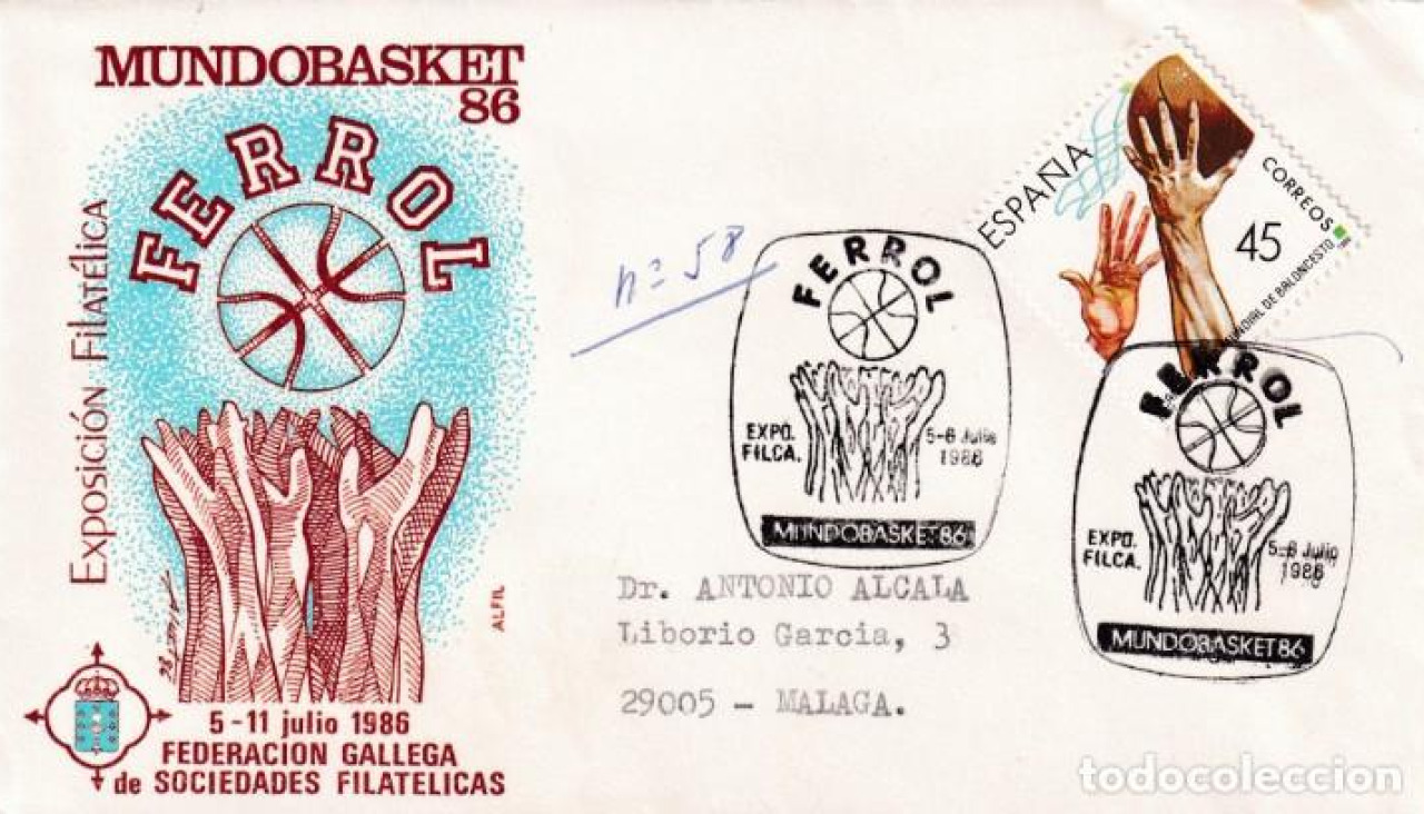 Matasellos conmemorativos de la celebración del Mundobásket en la sede ferrolana