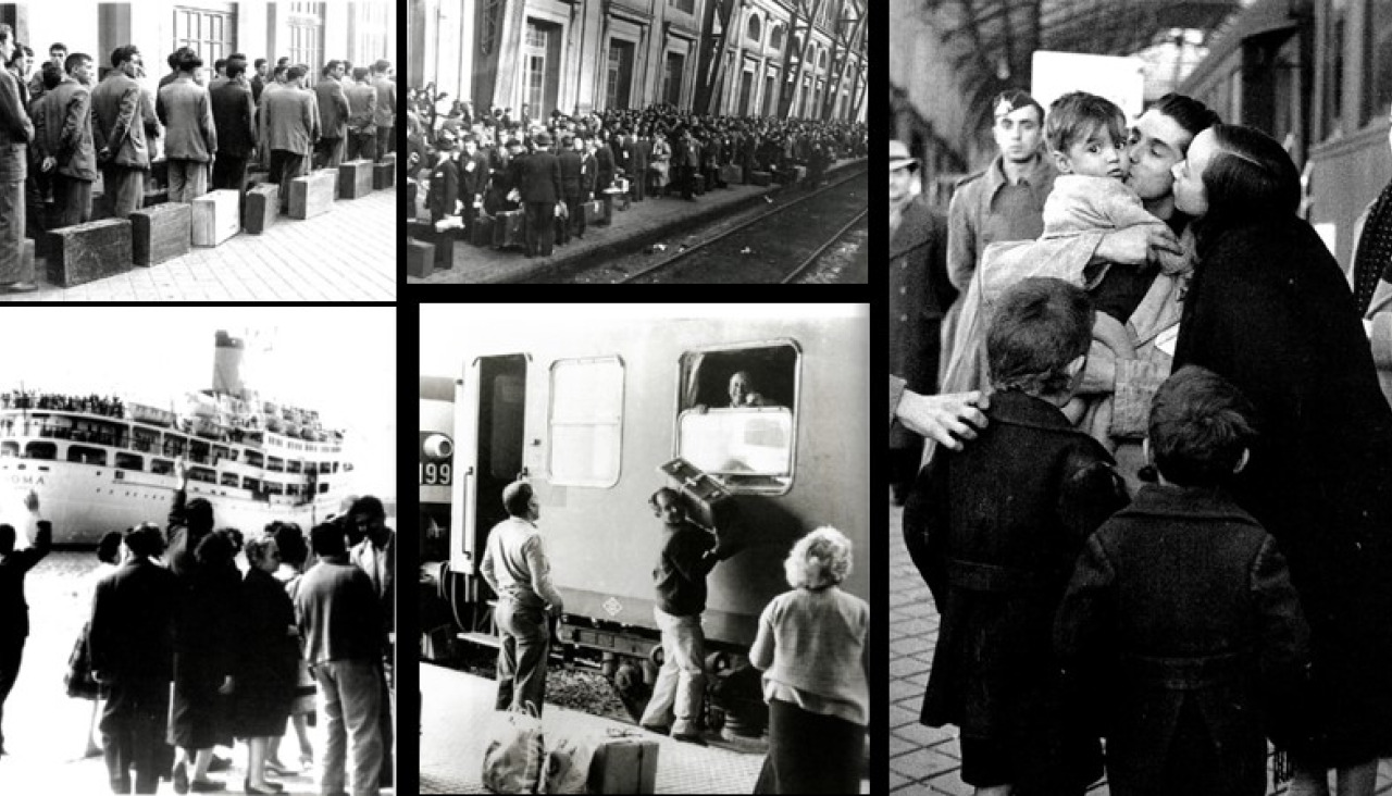 Algúns exemplos das fotografías que inclúe 'Nós tamén fomos emigrantes'