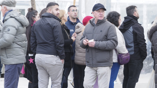 San Julián degustación arroz con leche en la plaza de Constitución