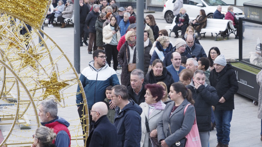 San Julián degustación arroz con leche en la plaza de Constitución